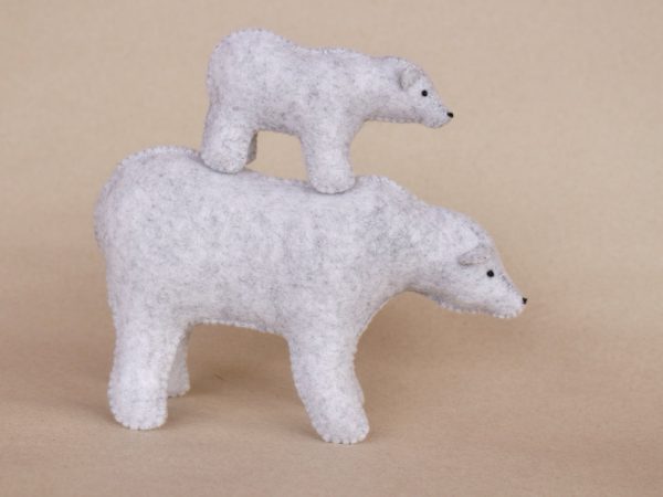 Felt polar bear and cub