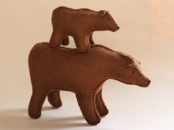 Felt brown bear and cub