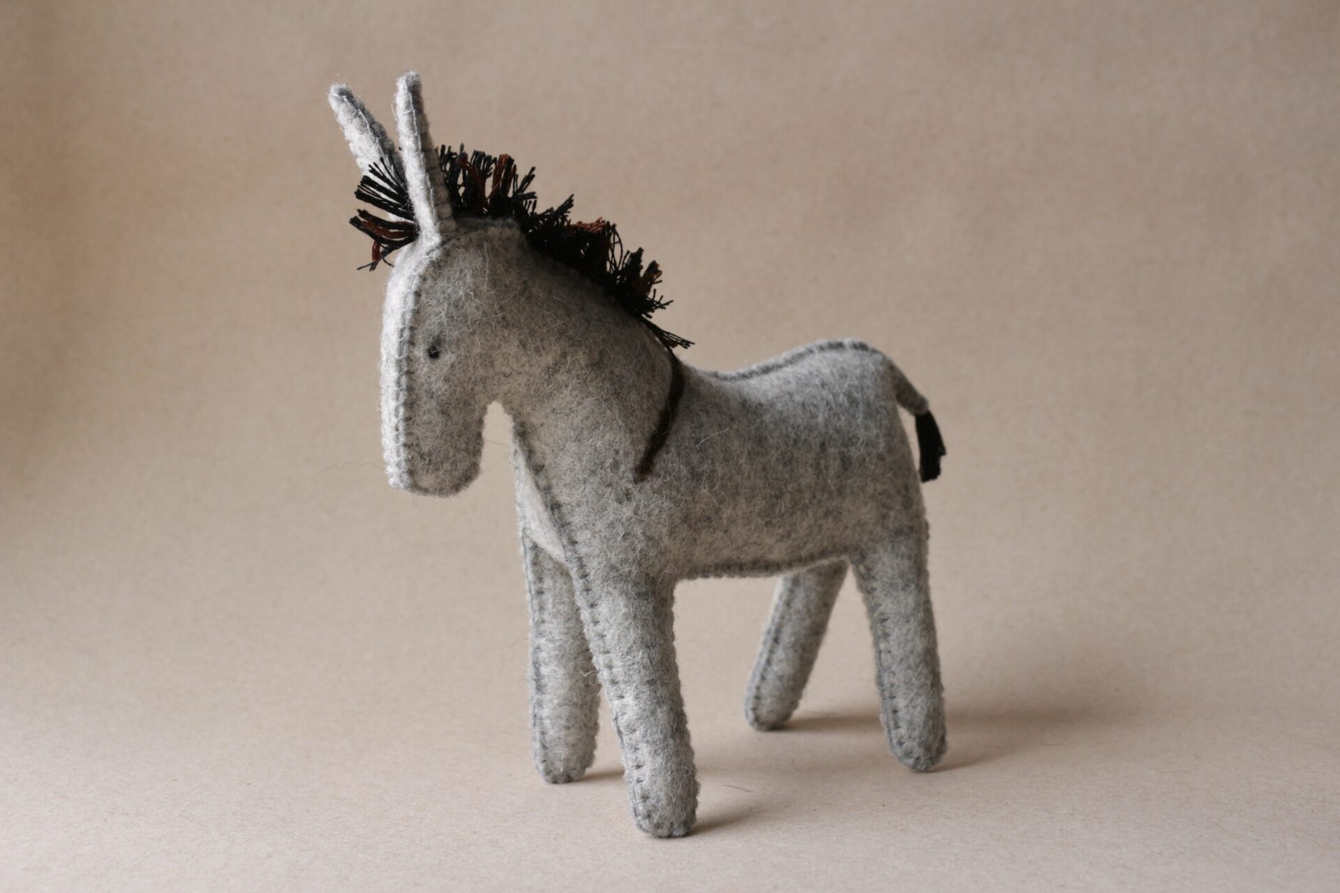 Felt toy Corsican donkey