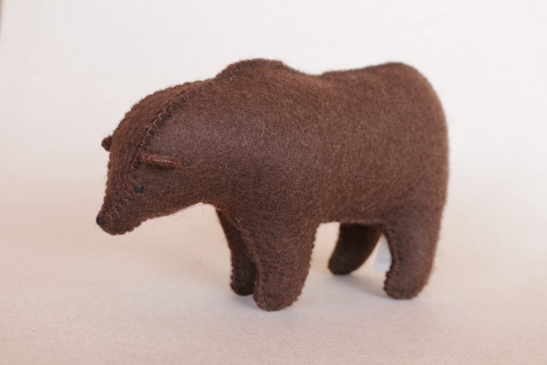 Brown felt bear 100% wool