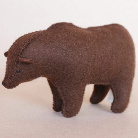 Brown felt bear 100% wool