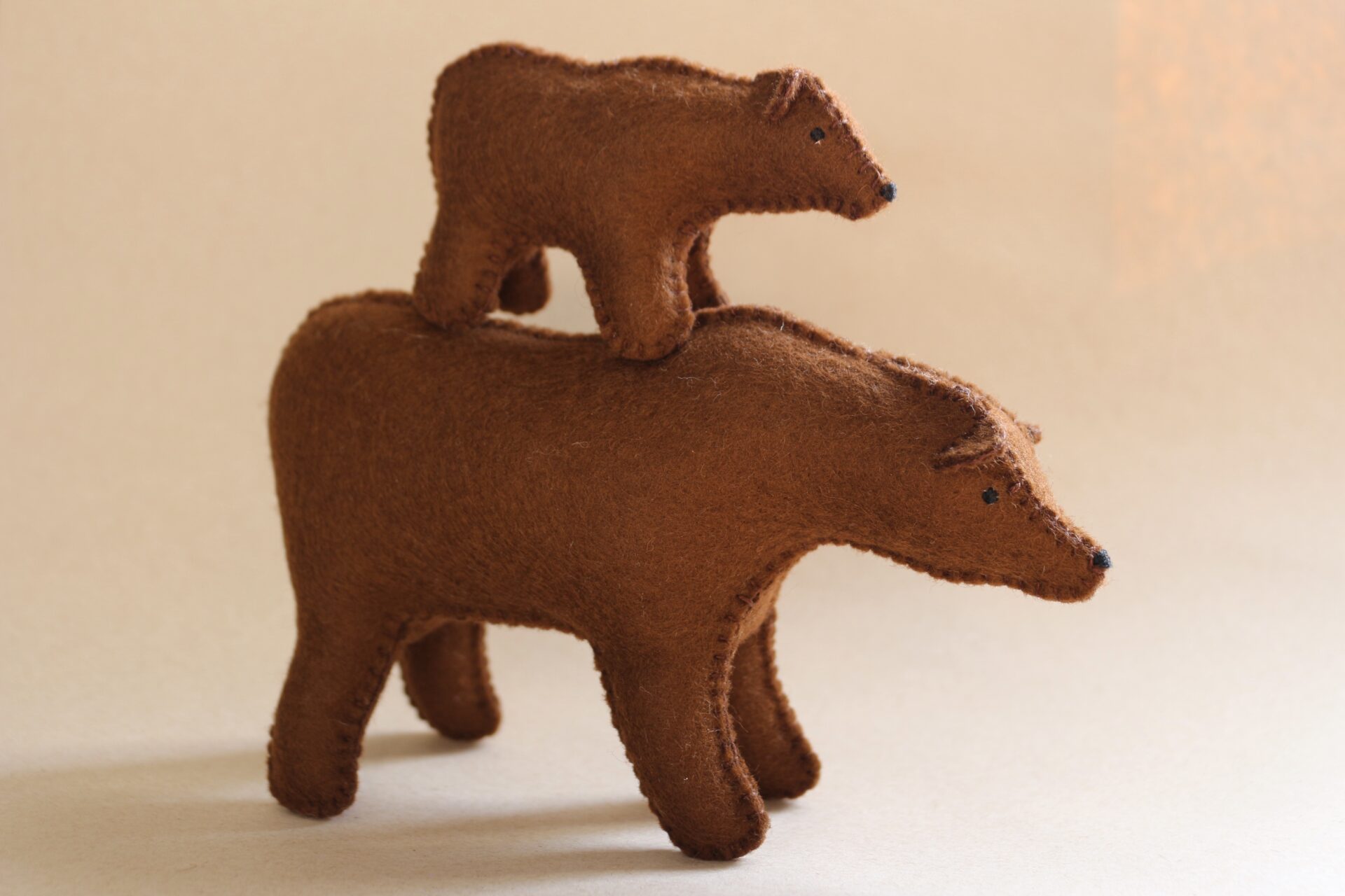 Brown bear and his felt cub