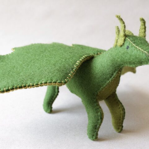 Large green felt dragon