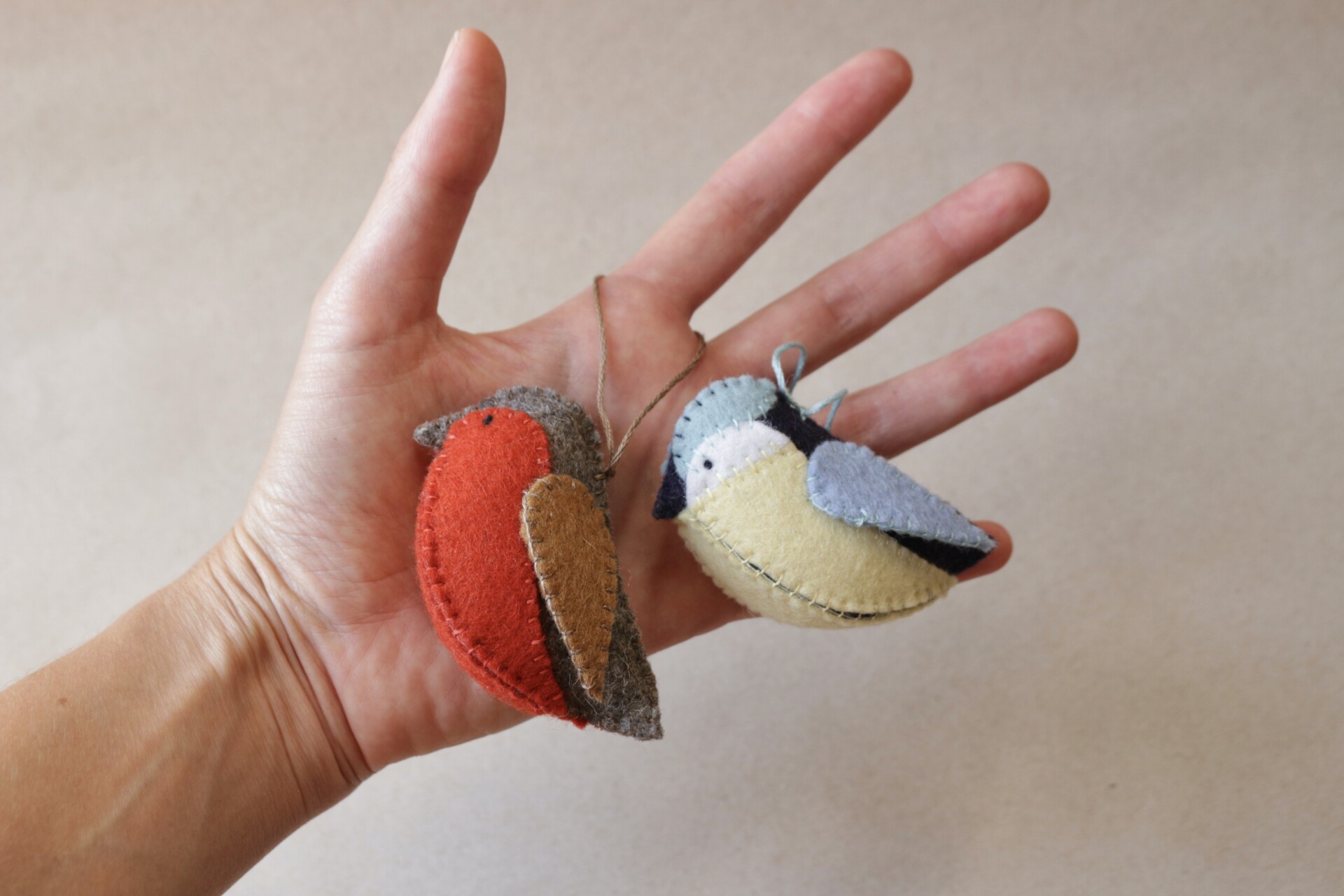 Birds in wool felt