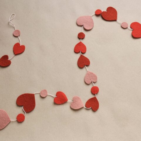 Felt heart garland