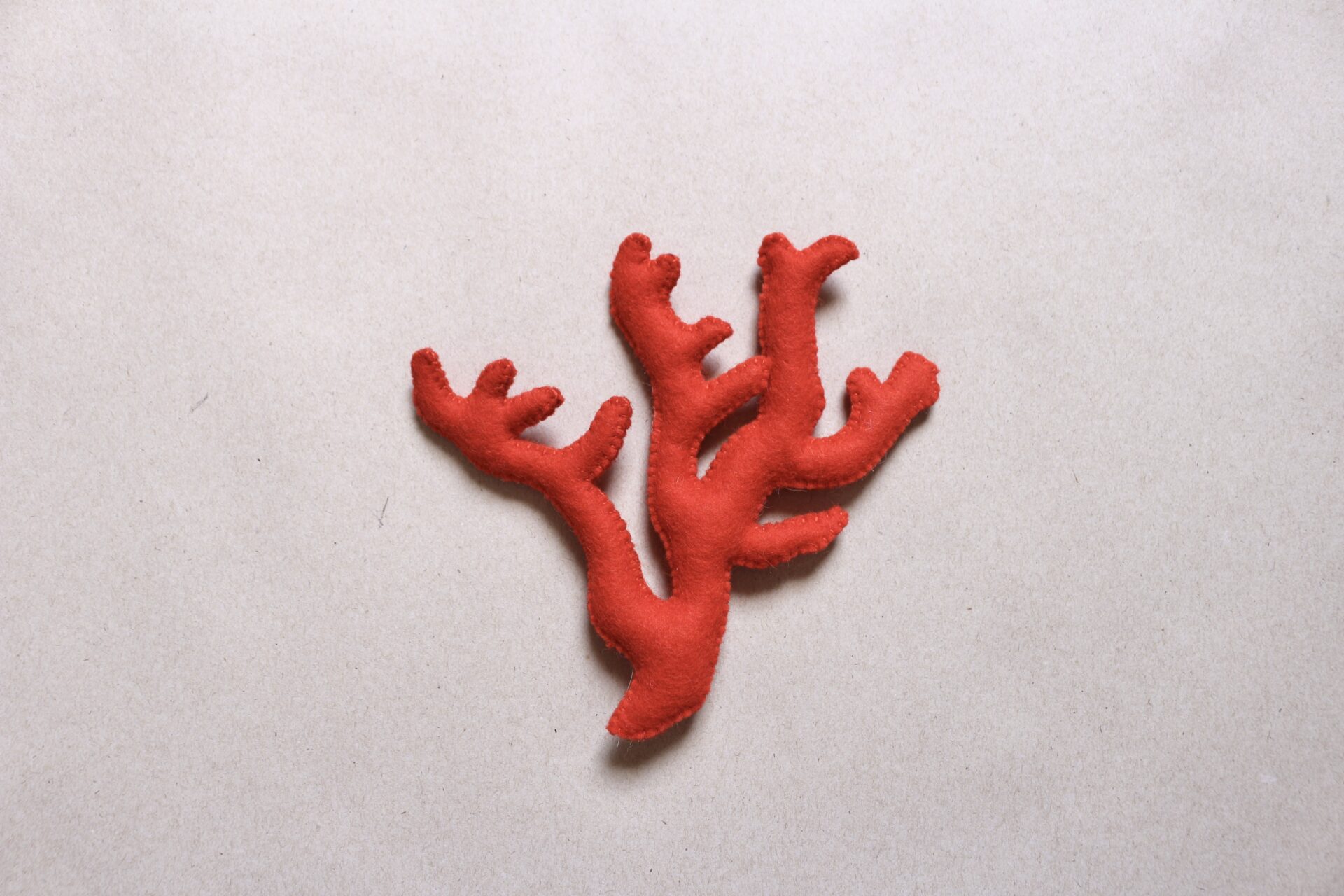 Coral rattle, wool felt toy for children