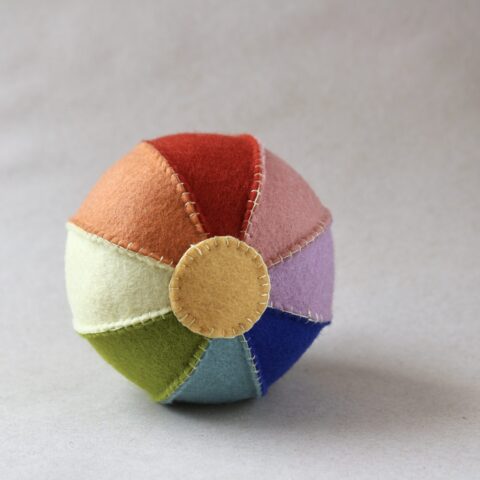 Multicoloured felt balloon 100% wool handmade in France Children's balloon in rainbow colours