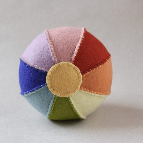 Multicoloured felt balloon 100% wool handmade in France Children's balloon in rainbow colours