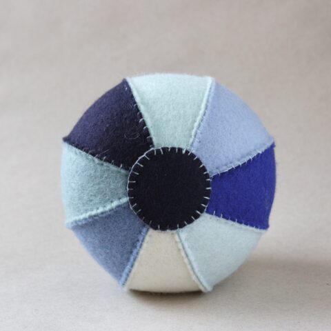 Blue felt balloon 100% wool handmade in France