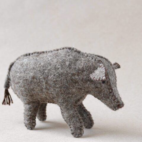 Hand-made Corsican boar in wool felt toy for children