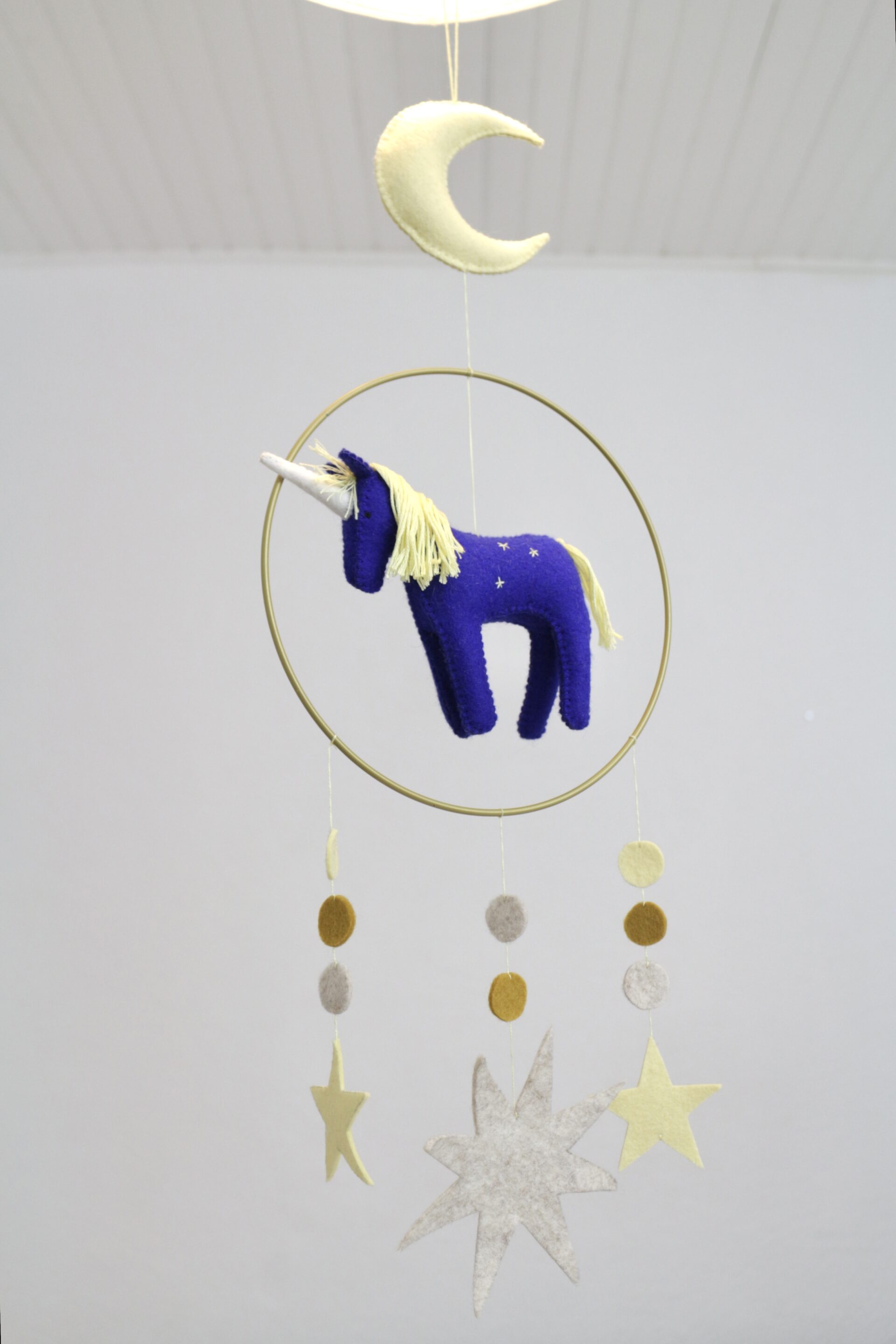 Felt unicorn starry night mobile